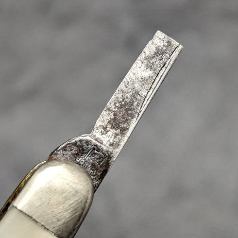 英國古董白珍珠貝殼柄雙鋼刃折疊刀